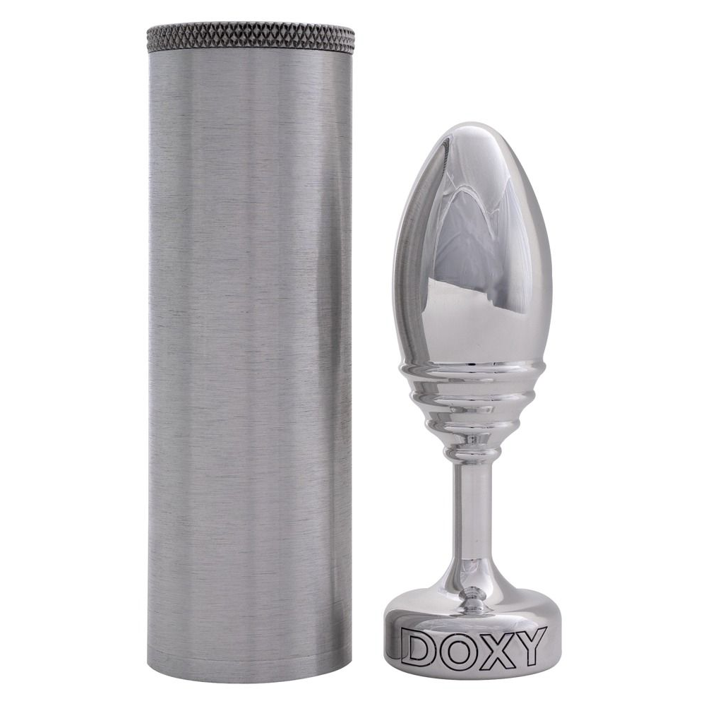 Купить серебристая анальная втулка doxy ribbed butt plug - 10,5 см. Image