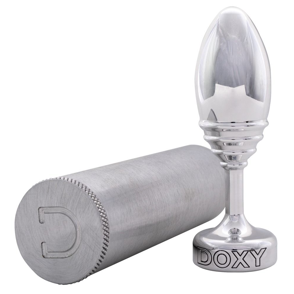 Купить серебристая анальная втулка doxy ribbed butt plug - 10,5 см. Image