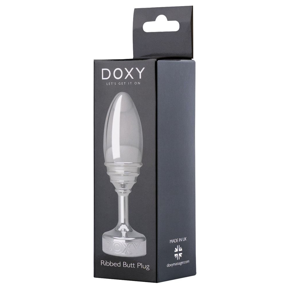 Купить серебристая анальная втулка doxy ribbed butt plug - 10,5 см. Image