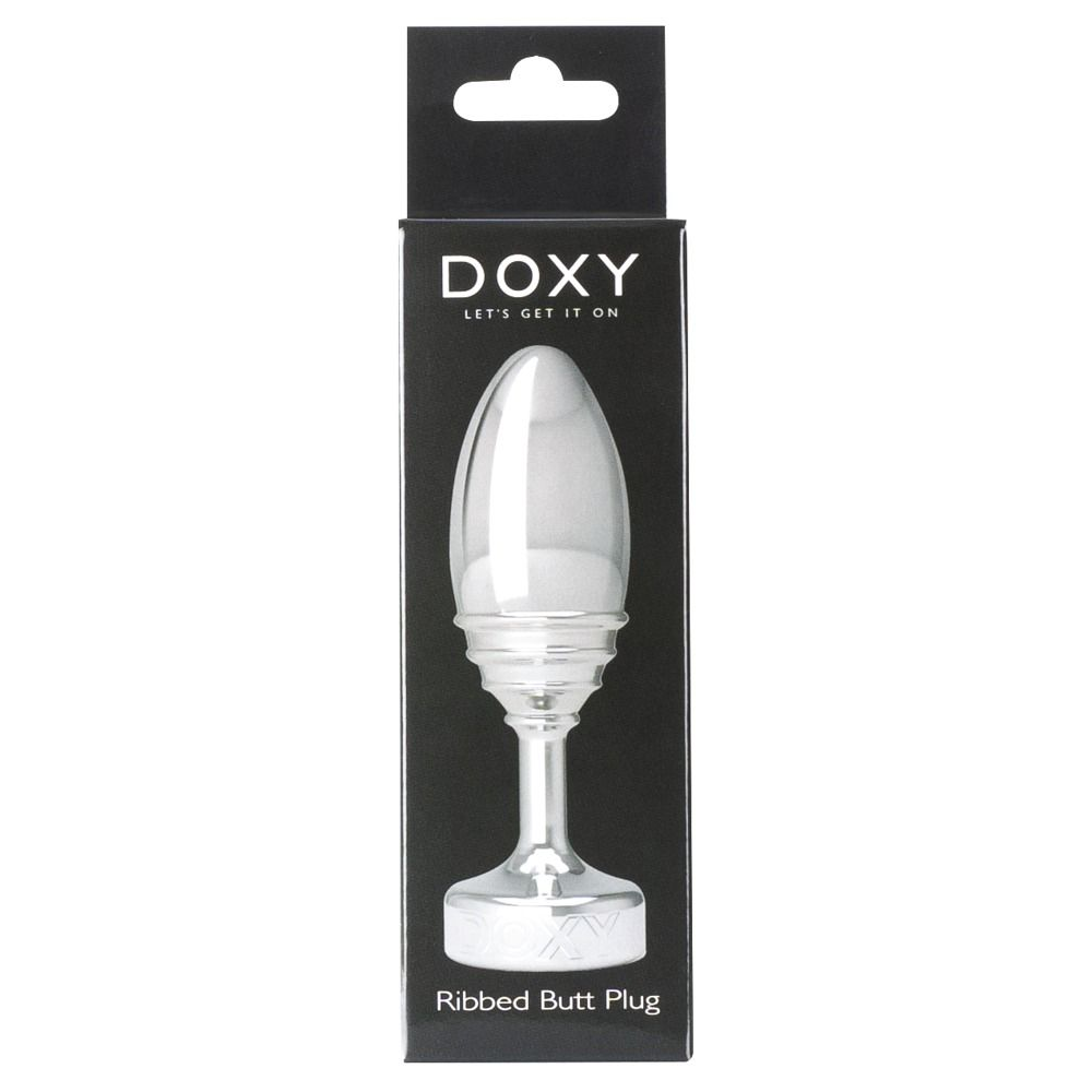 Купить серебристая анальная втулка doxy ribbed butt plug - 10,5 см. Image