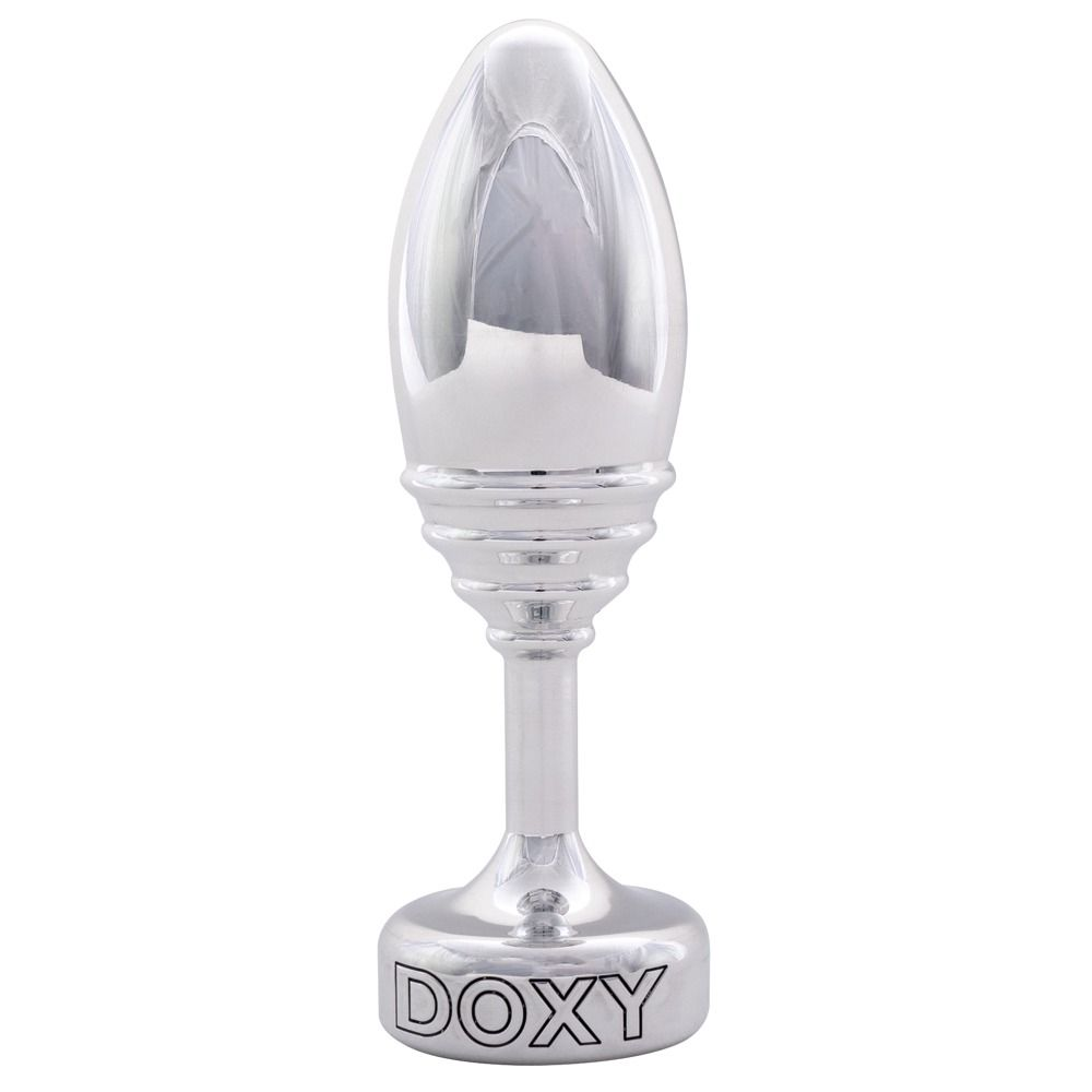 Купить серебристая анальная втулка doxy ribbed butt plug - 10,5 см. Image