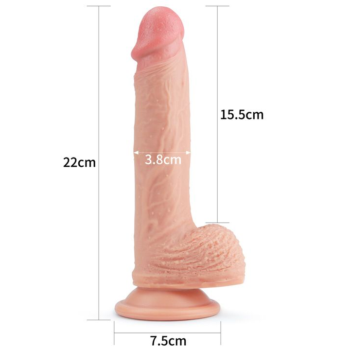 Купить телесный фаллоимитатор 8.5 dual-layered silicone nature cock - 22 см. Image