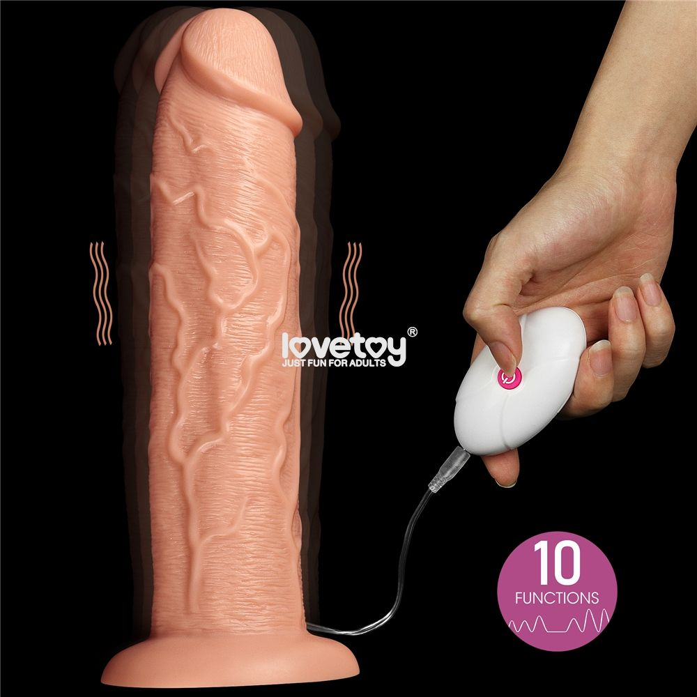 Купить телесный вибратор-гигант 11 inch realistic long vibrating dildo - 28 см. Image