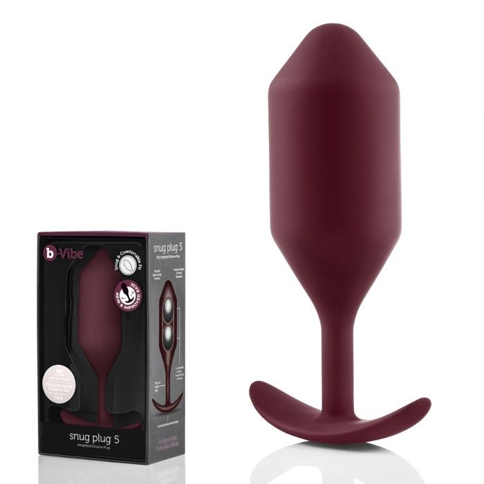 Купить бордовая пробка для ношения b-vibe snug plug 5 - 14 см. Image