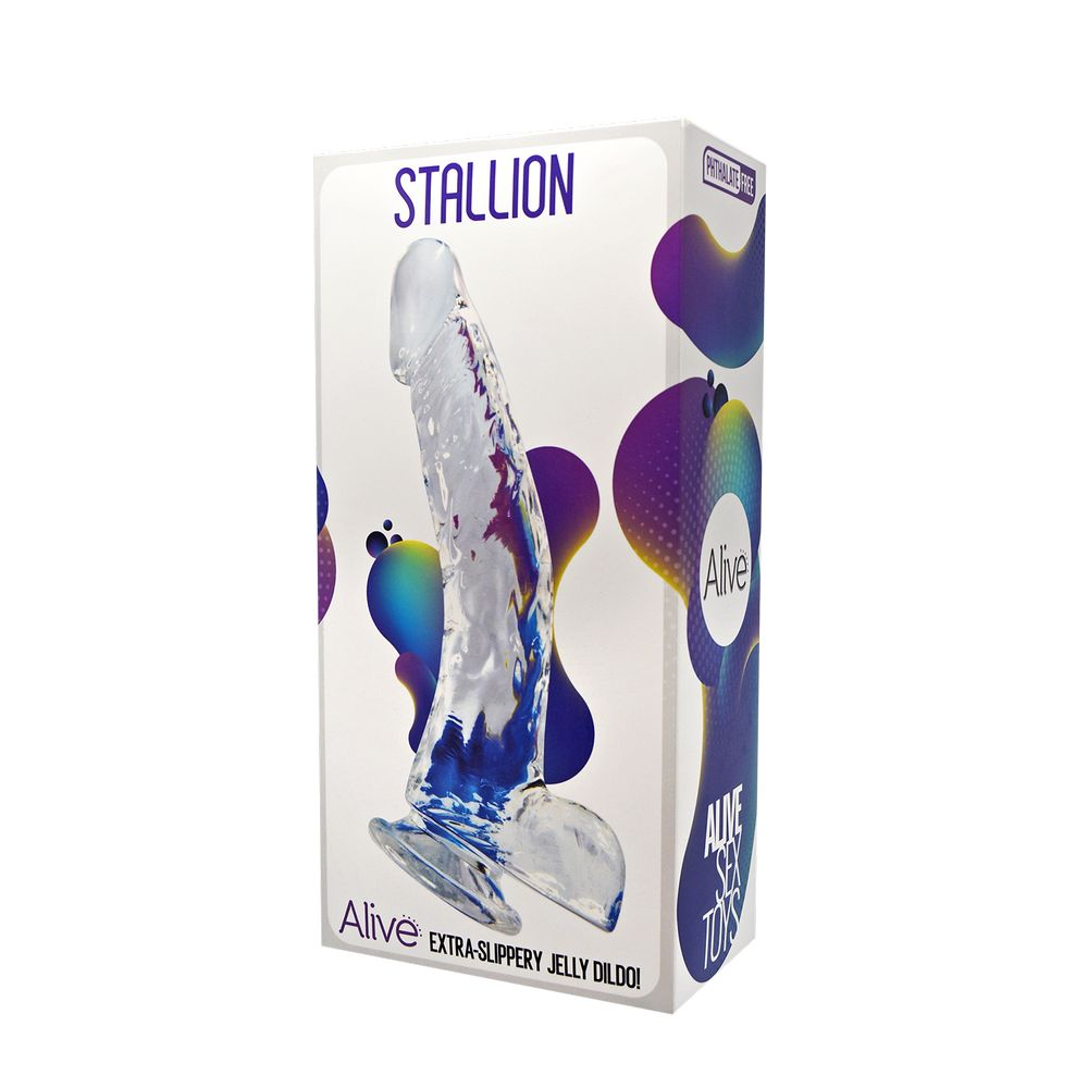 Купить прозрачный фаллоимитатор на присоске stallion jelly dildo - 22 см. Image