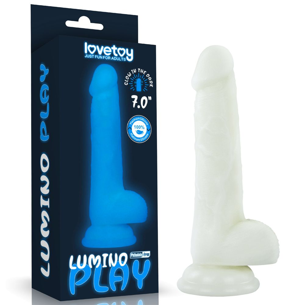 Купить светящийся в темноте фаллоимитатор 7 inch lumino play silicone dildo - 18 см. Image