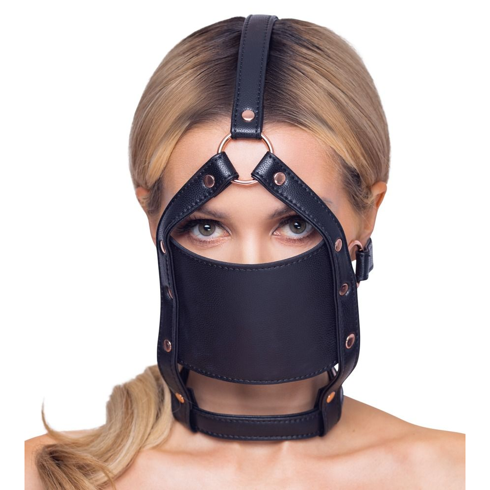 Купить черный намордник с кляпом-шаром head harness with a gag Image