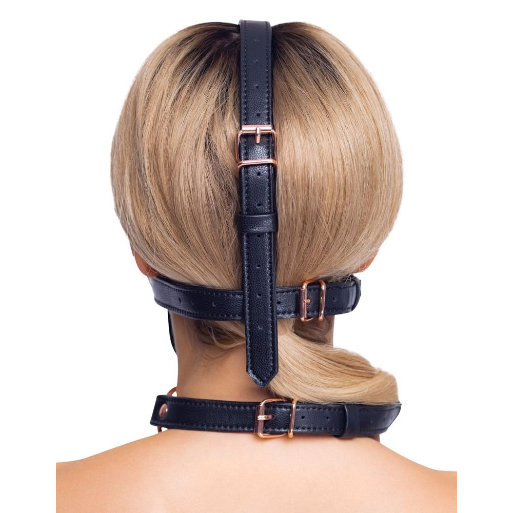 Купить черный намордник с кляпом-шаром head harness with a gag Image