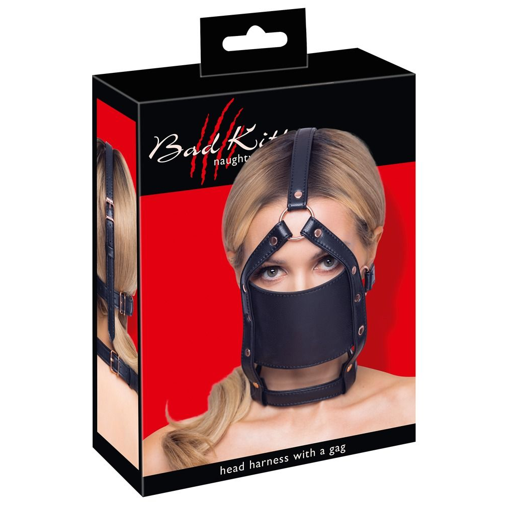 Купить черный намордник с кляпом-шаром head harness with a gag Image