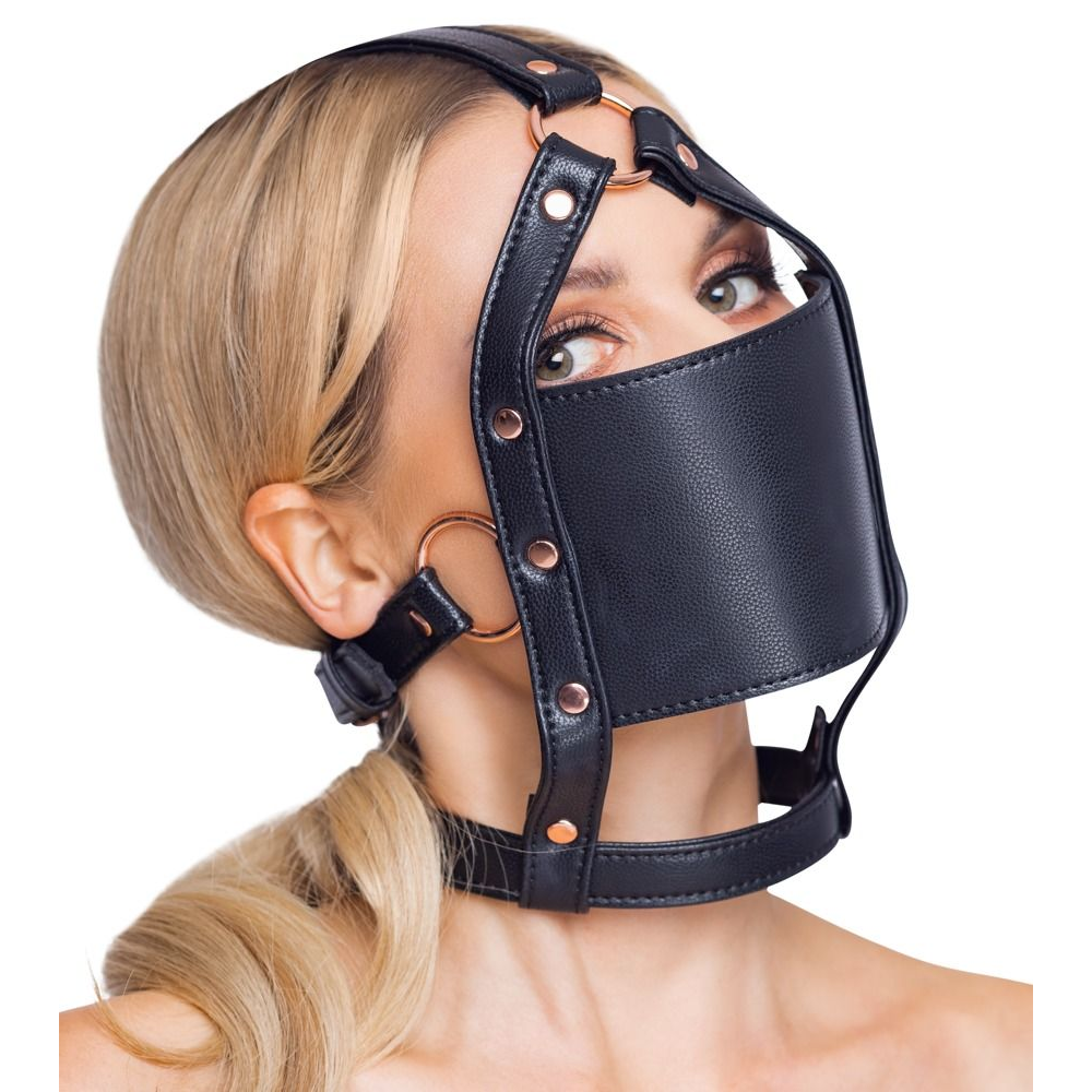 Купить черный намордник с кляпом-шаром head harness with a gag Image