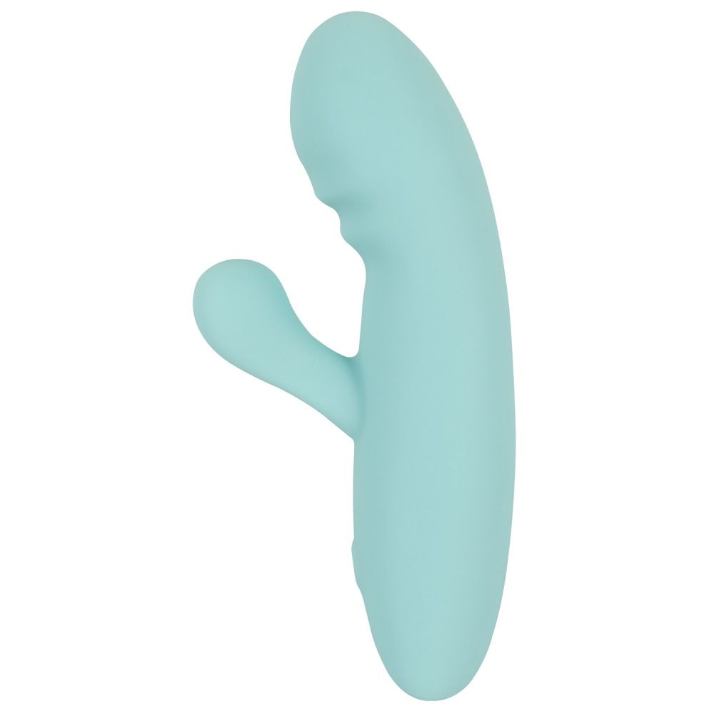 Купить бирюзовый мини-вибратор с клиторальным отростком rabbit vibrator - 15,5 см. Image