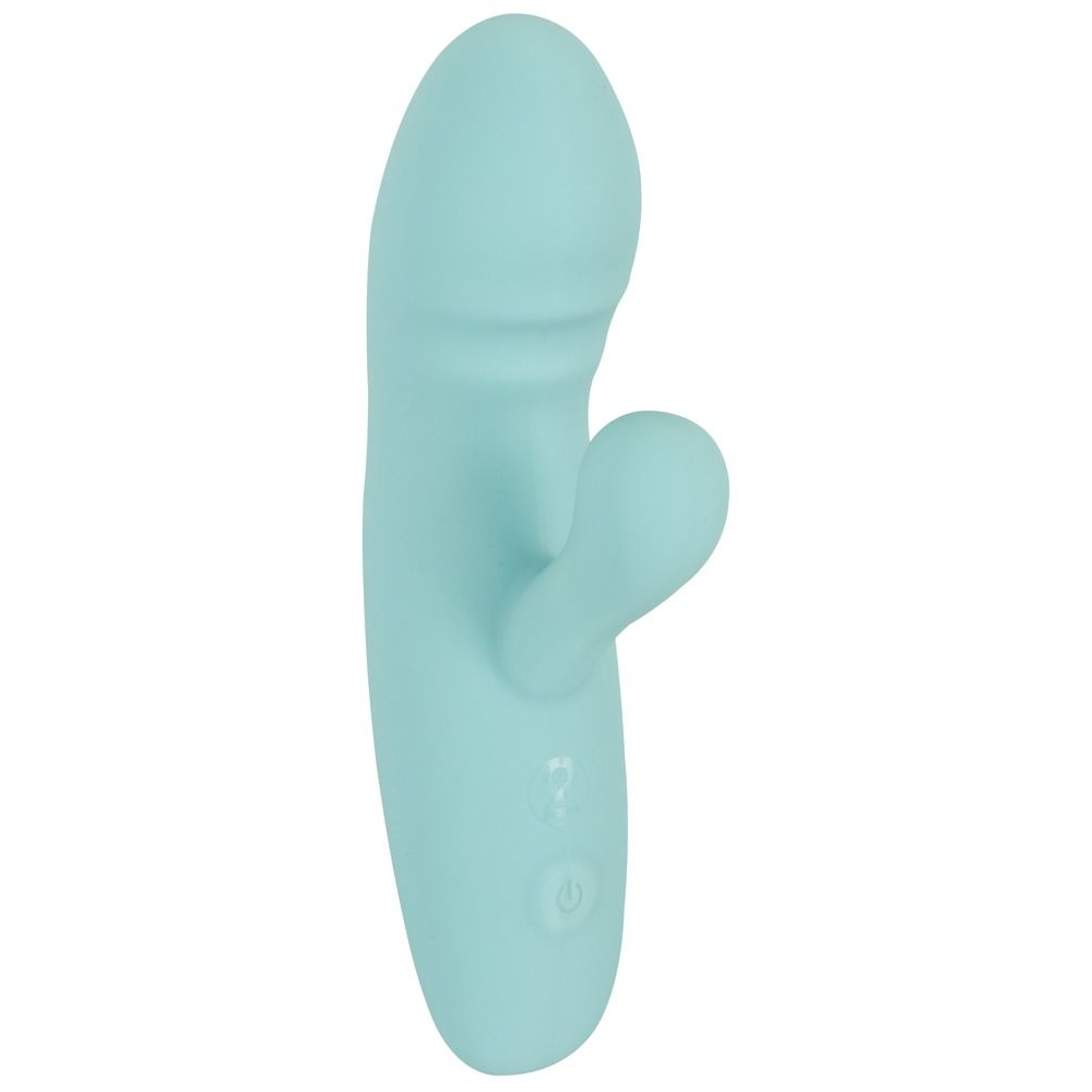 Купить бирюзовый мини-вибратор с клиторальным отростком rabbit vibrator - 15,5 см. Image