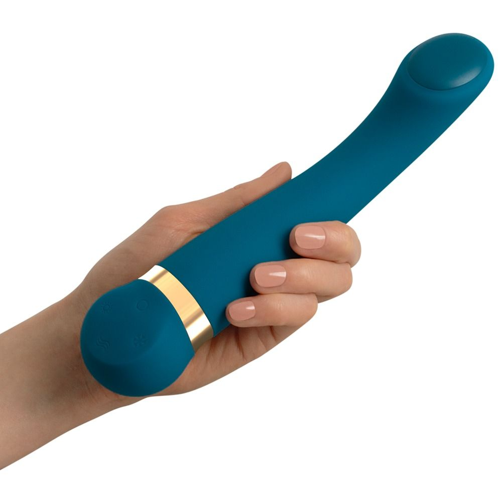 Купить бирюзовый вибромассажер с температурными режимами hot n cold vibrator - 21,6 см. Image