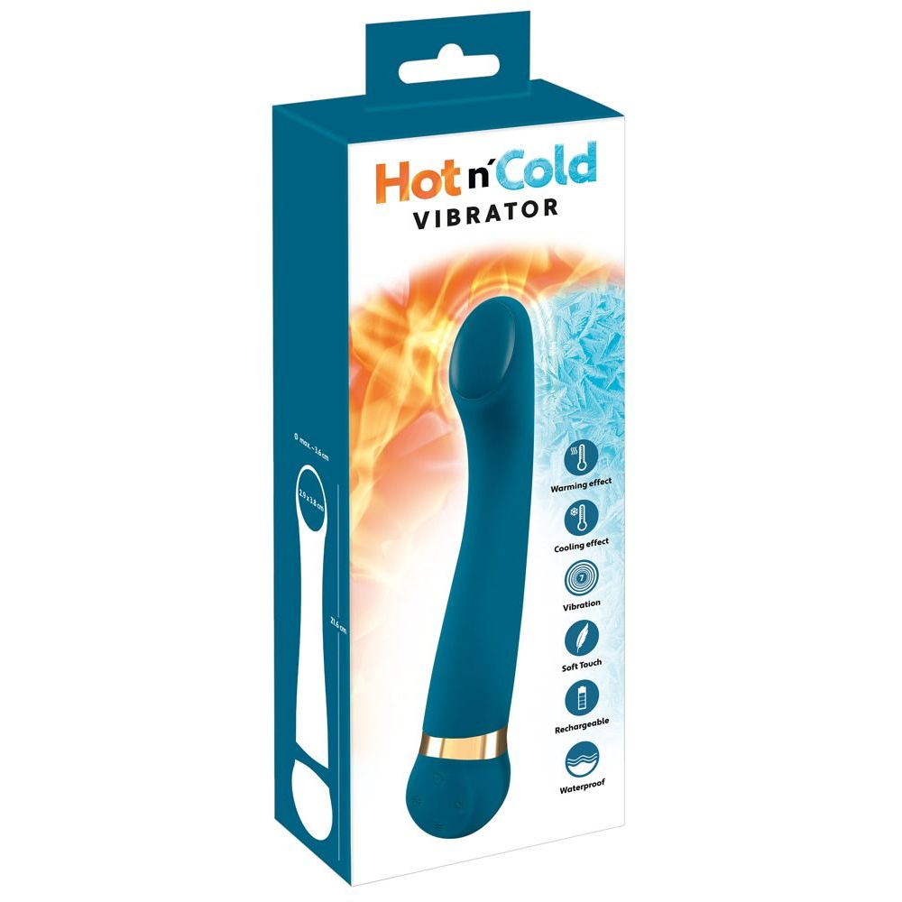 Купить бирюзовый вибромассажер с температурными режимами hot n cold vibrator - 21,6 см. Image