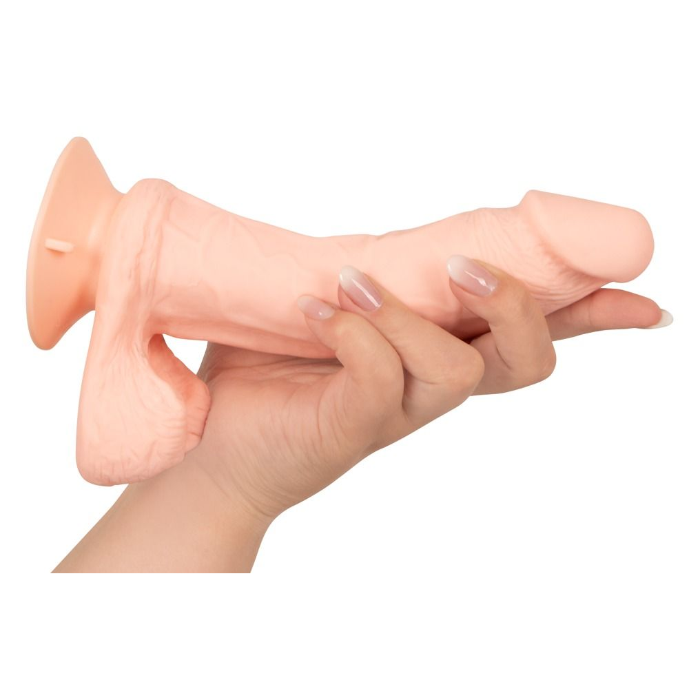 Купить телесный вибратор на присоске с пультом ду bendable rc vibrator with balls - 20,8 см. Image