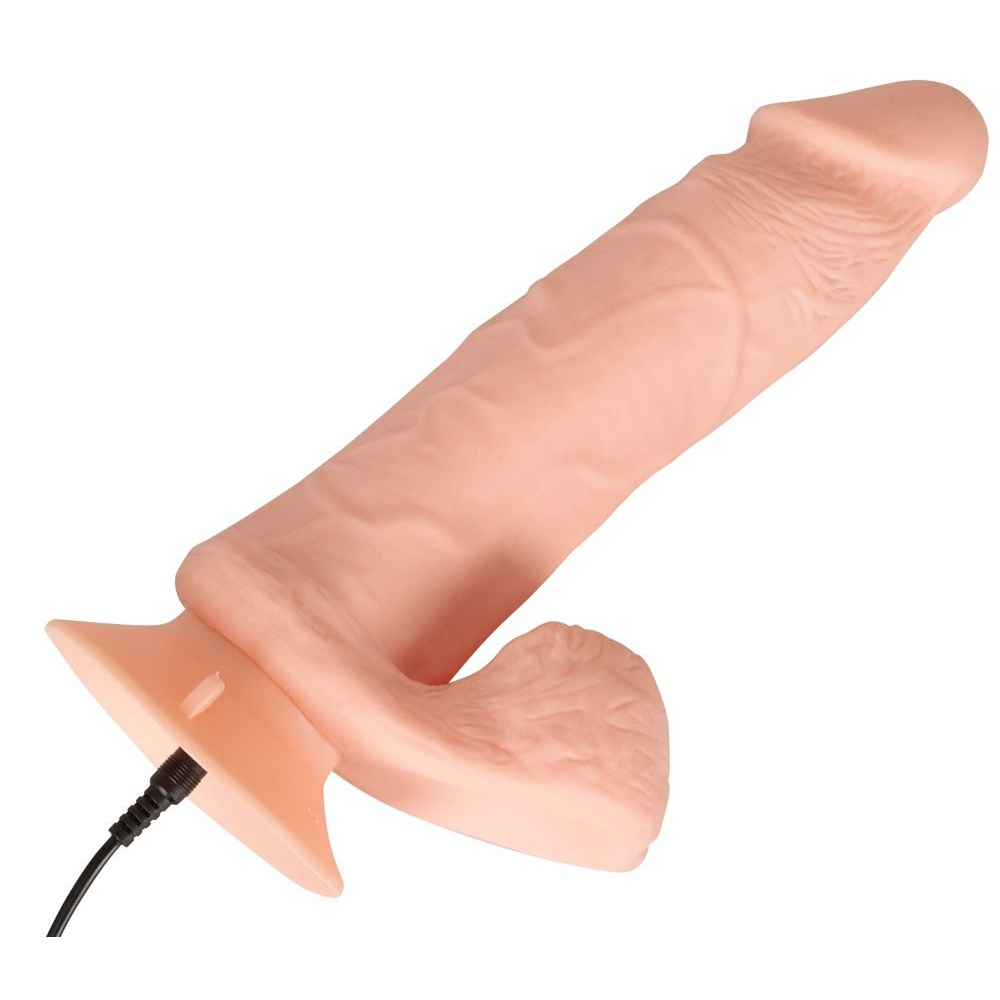 Купить телесный вибратор на присоске с пультом ду bendable rc vibrator with balls - 20,8 см. Image