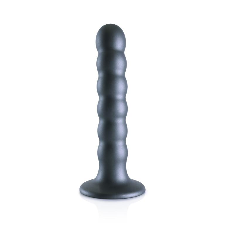 Купить серый фаллоимитатор beaded g-spot - 13,8 см. Image