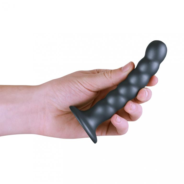 Купить серый фаллоимитатор beaded g-spot - 13,8 см. Image