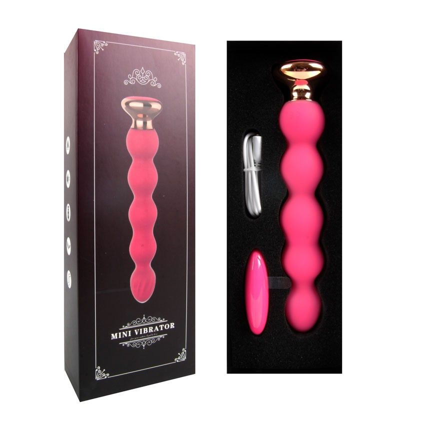 Купить розовый вибратор-ёлочка mini vibrator с пультом ду - 19 см. Image