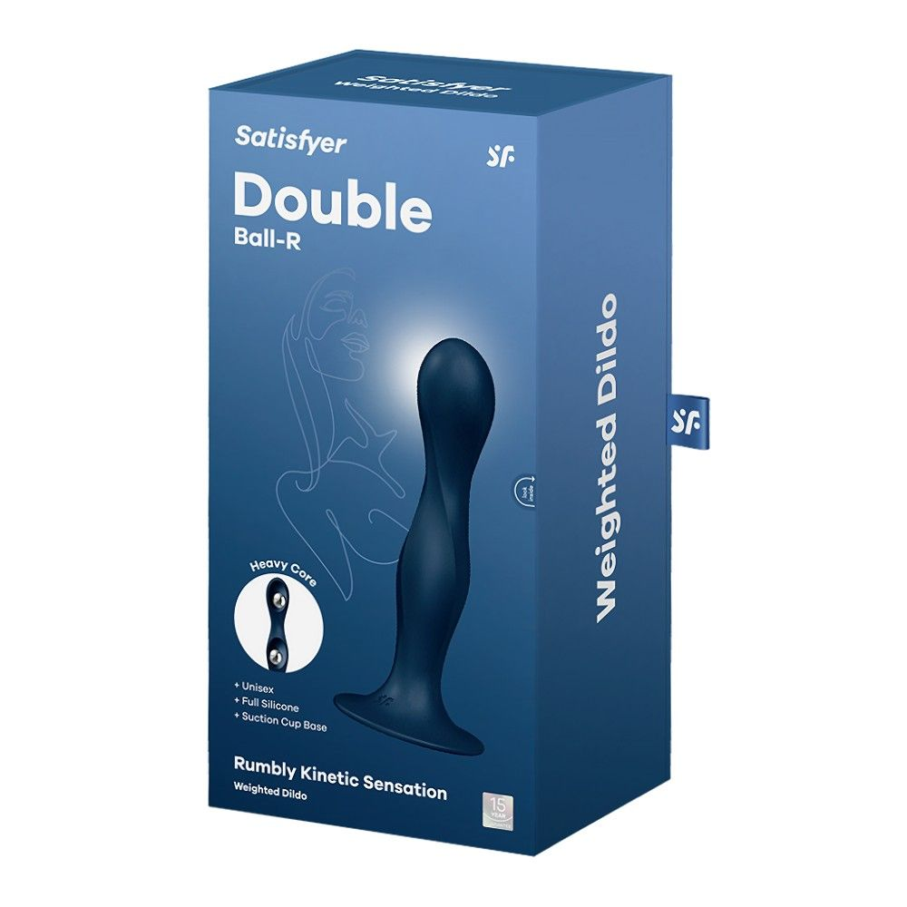 Купить темно-синий фаллоимитатор double ball-r - 17,8 см. Image