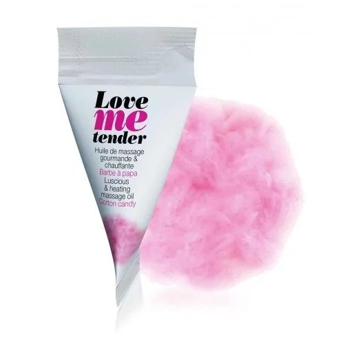 Купить съедобное согревающее массажное масло love me tender cotton candy с ароматом сладкой ваты - 10 мл. Image