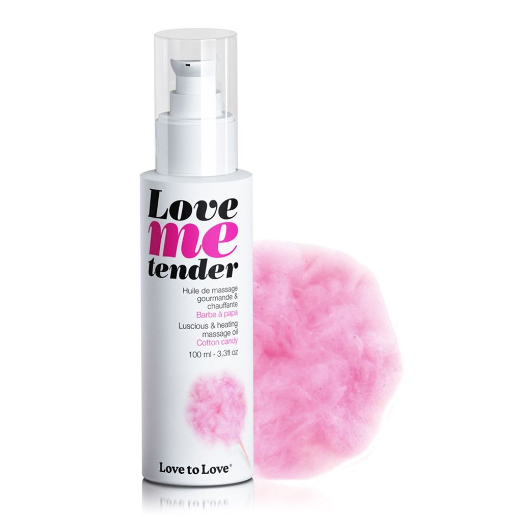 Купить съедобное согревающее массажное масло love me tender cotton candy с ароматом сладкой ваты - 100 мл. Image