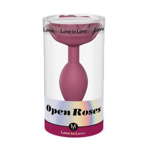 Купить сливовая анальная пробка с ограничителем-розой open rose size m butt plug Image