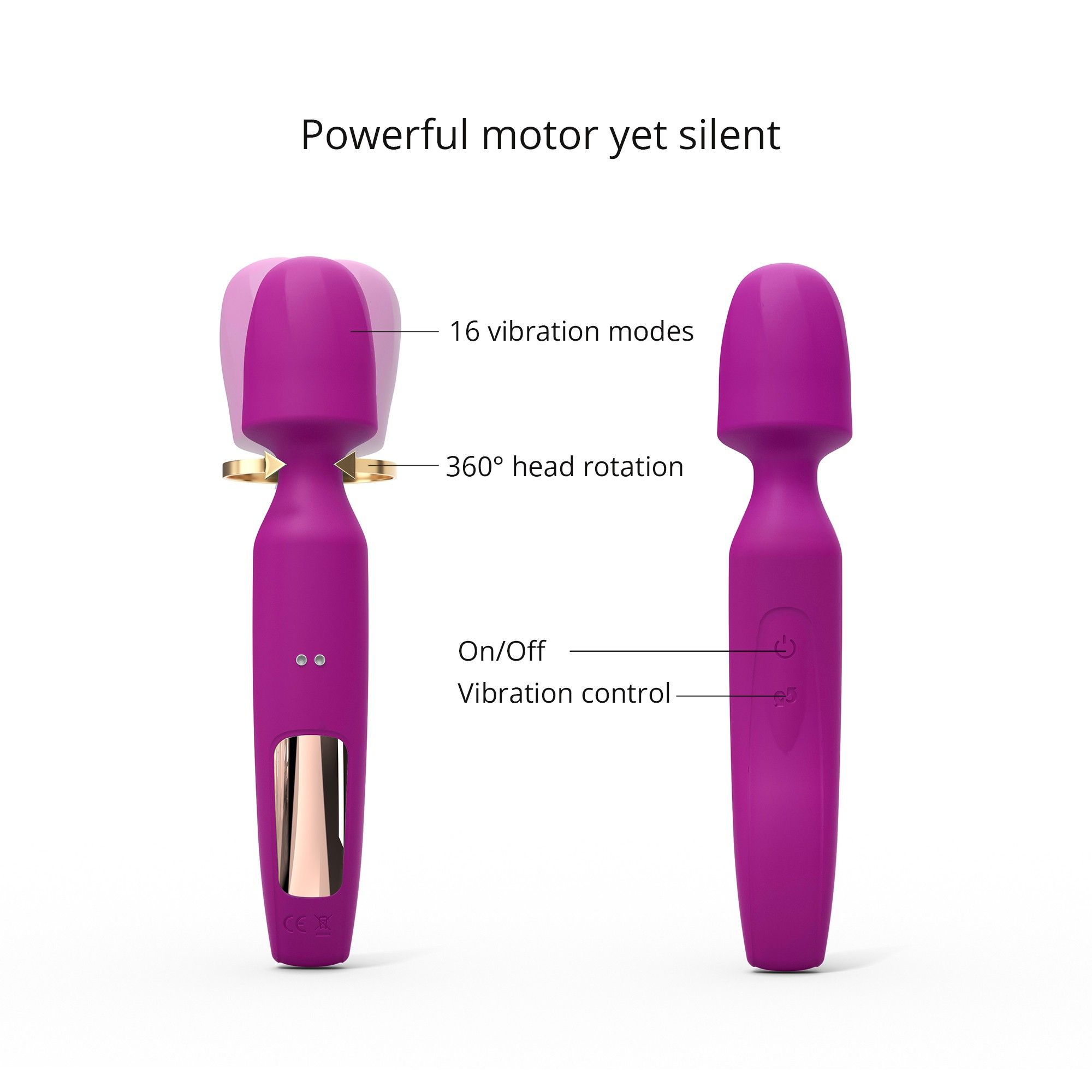 Купить лиловый вибратор с 2 сменными насадками r-evolution wand vibrator with 2 attachments Image