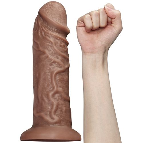 Купить коричневый вибратор-гигант 10.5 realistic chubby vibrating dildo - 26,6 см. Image