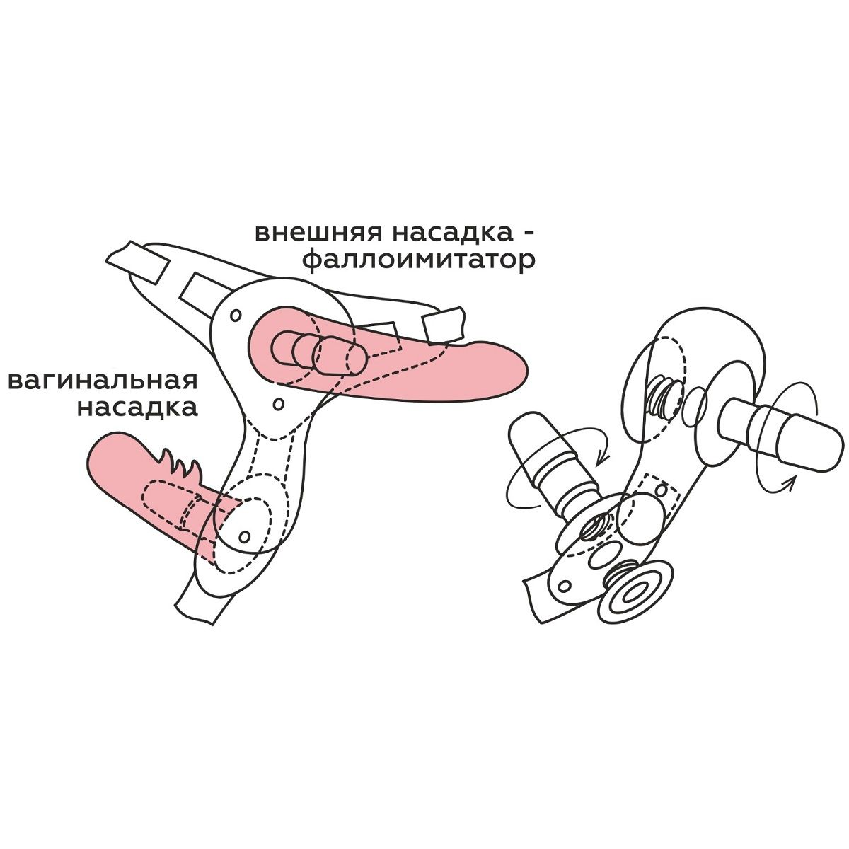 Купить женский страпон с вагинальной пробочкой - 17 см. Image