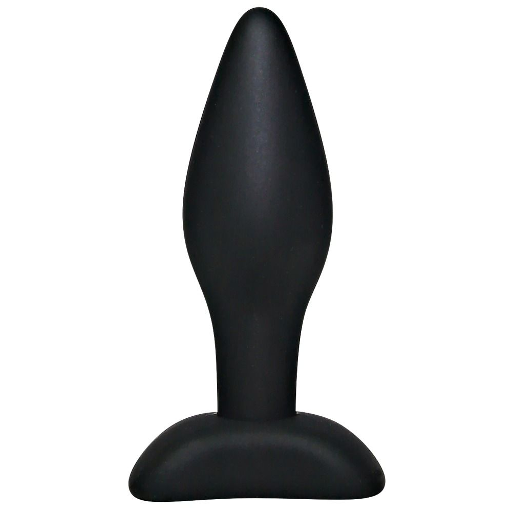 Купить чёрный анальный стимулятор silicone butt plug small - 9 см. Image