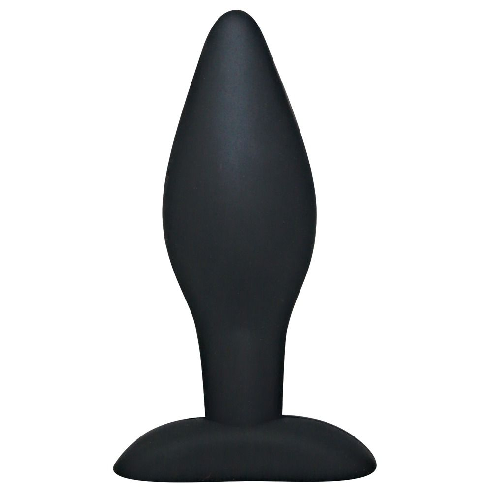 Купить чёрный анальный стимулятор silicone butt plug large - 12 см. Image