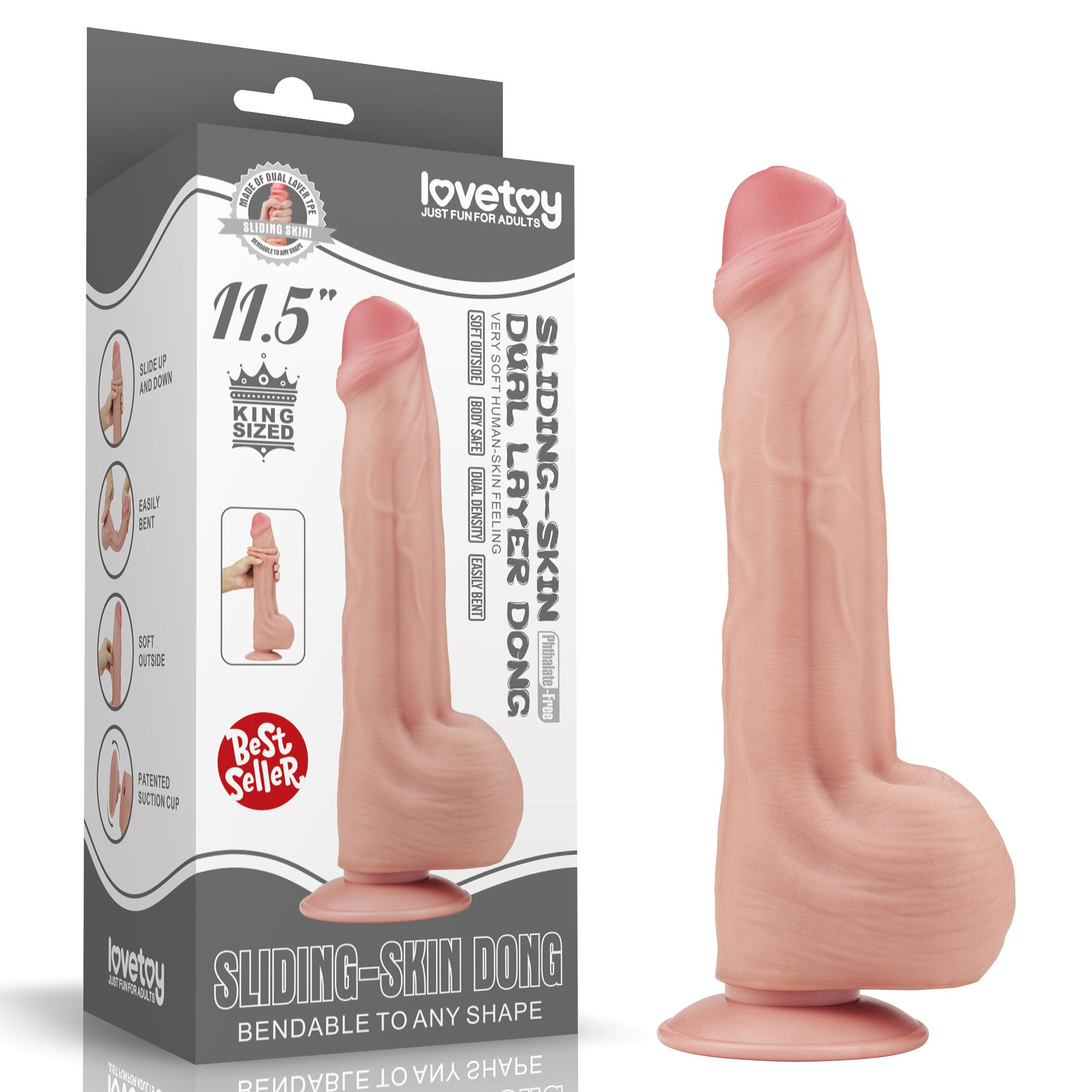 Купить телесный фаллоимитатор 11.5 king sized sliding skin dual layer dong - 29 см. Image