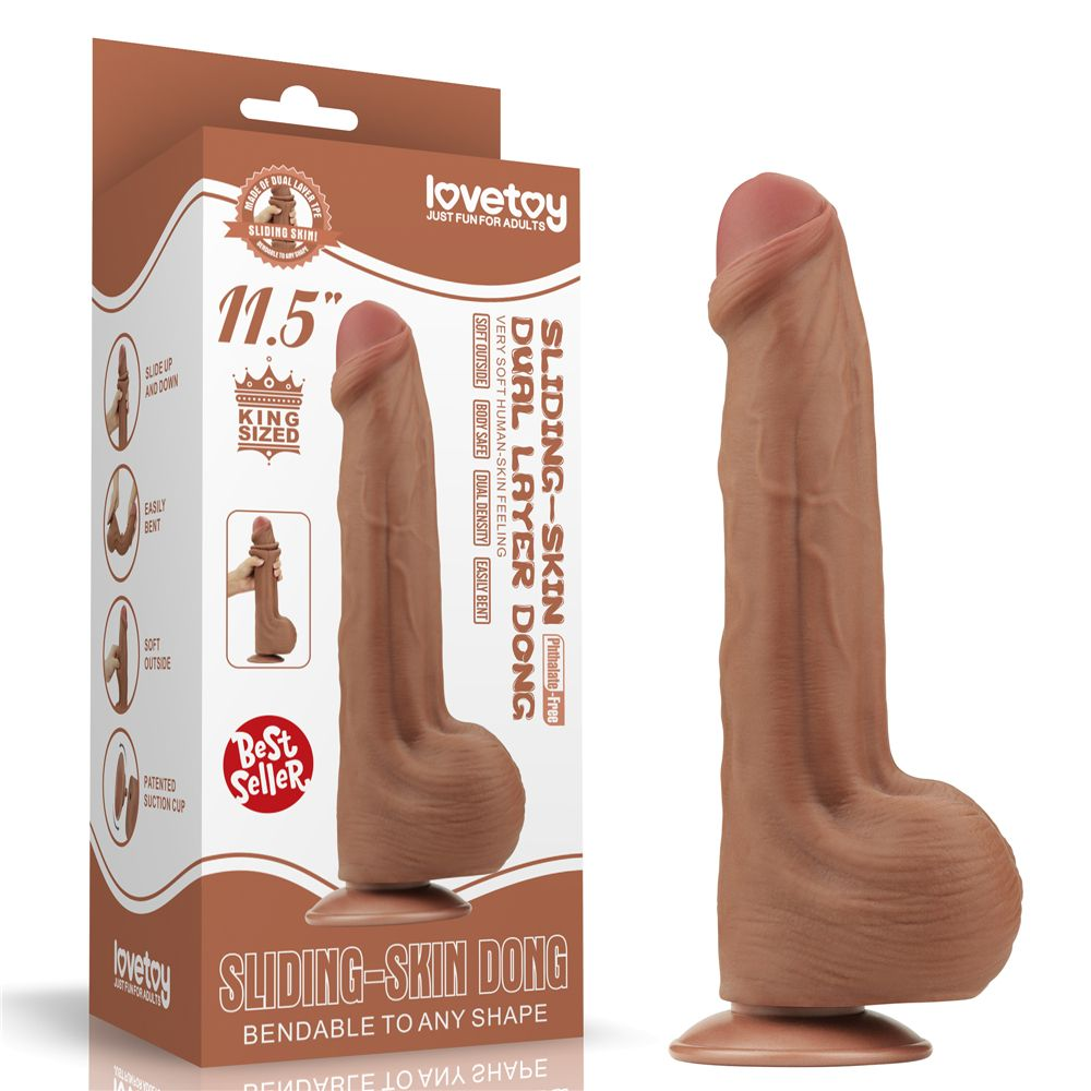 Купить коричневый фаллоимитатор 11.5 king sized sliding skin dual layer dong - 29 см. Image