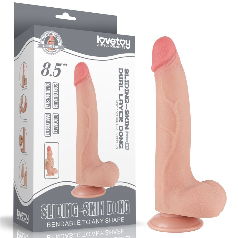 Купить телесный фаллоимитатор 8.5 sliding skin dual layer dong - 20 см. Image