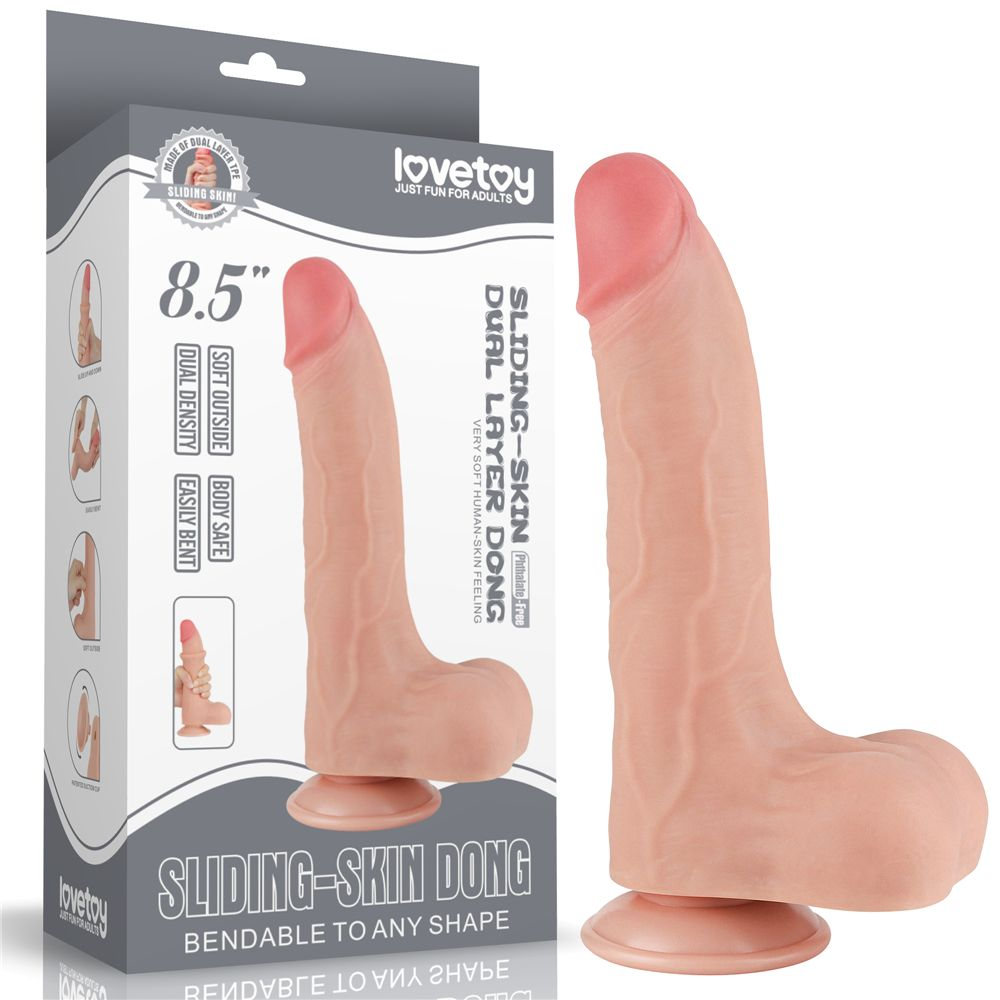 Купить телесный фаллоимитатор 8.5 sliding skin dual layer dong - 22 см. Image