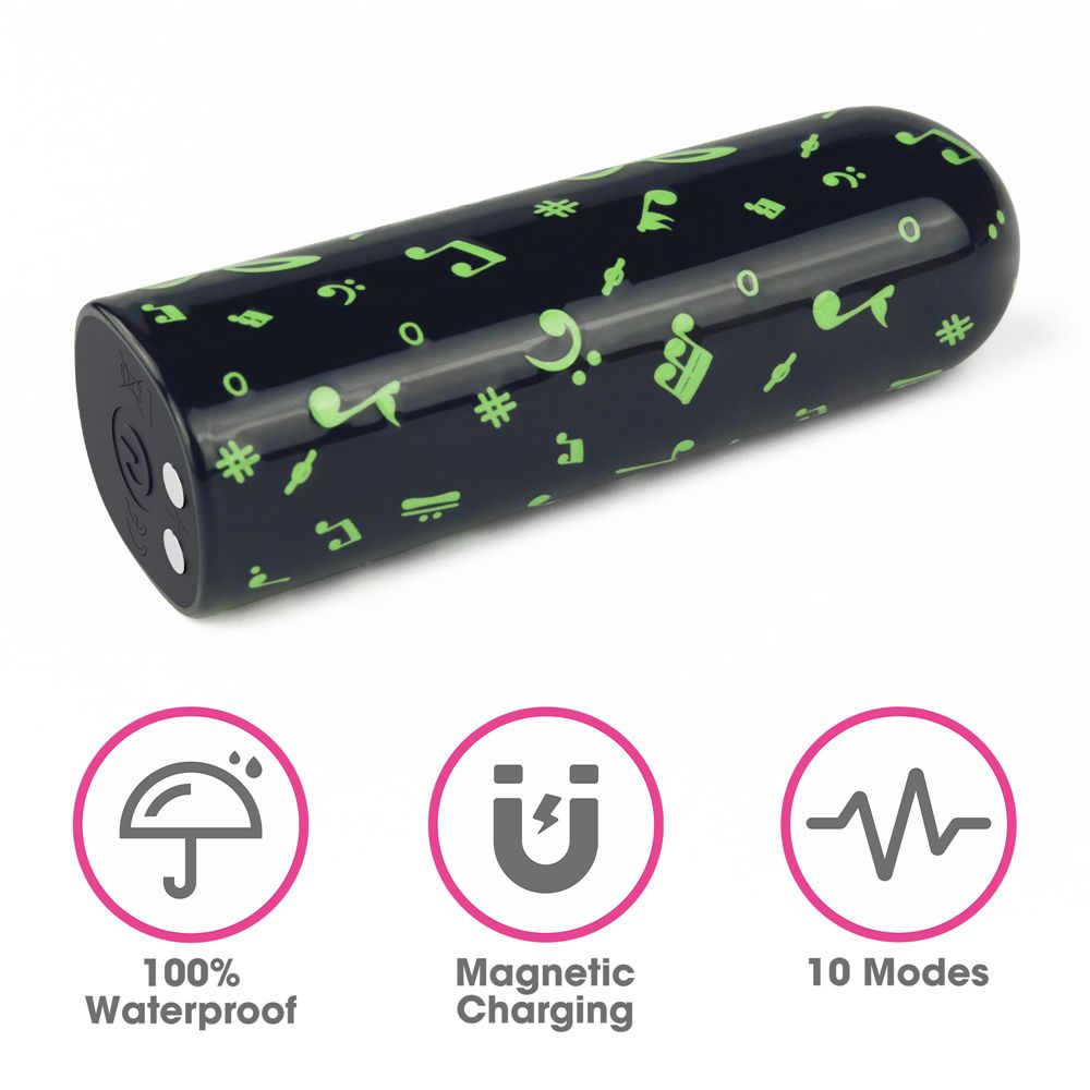 Купить мини-вибратор rechargeable glow-in-the-dark music massager - 8,5 см. Image