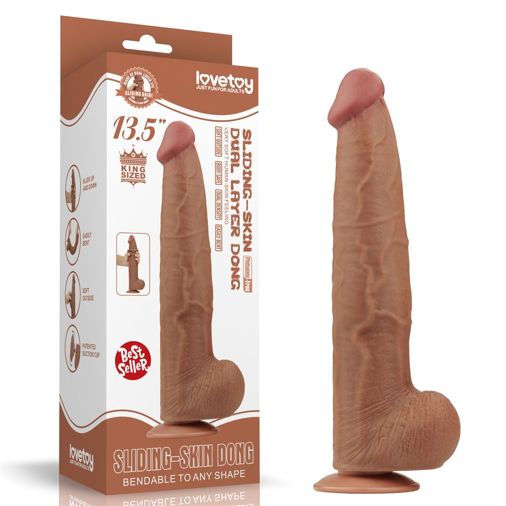 Купить коричневый фаллоимитатор 13.5 king sized sliding skin dual layer dong - 34 см. Image