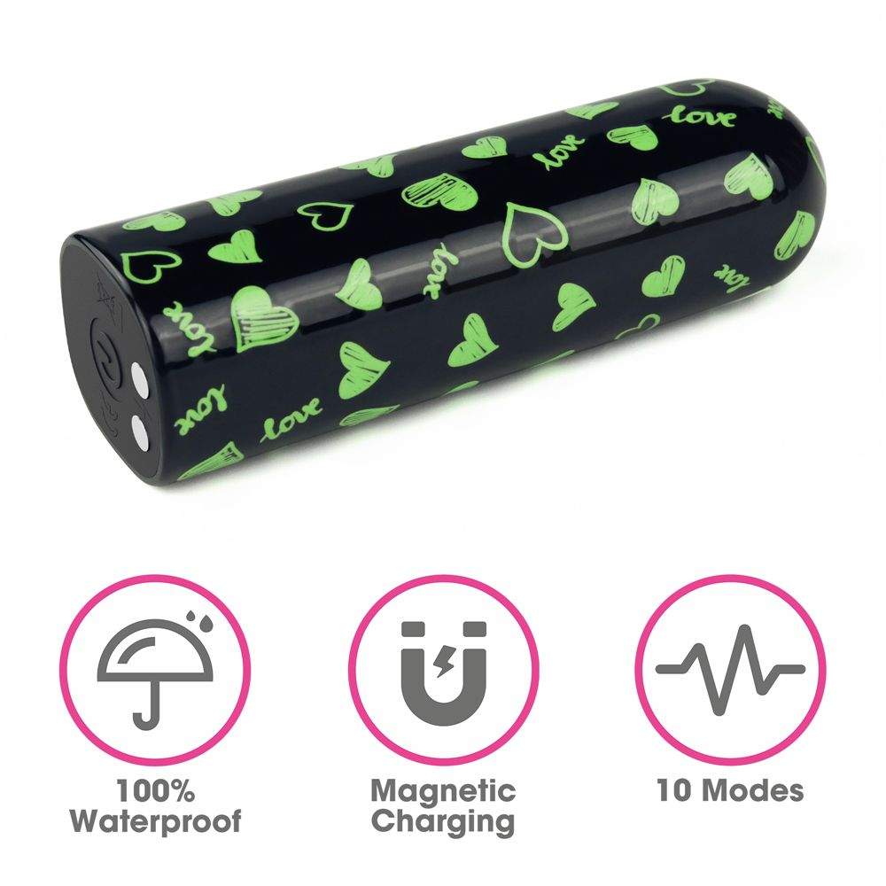 Купить мини-вибратор rechargeable glow-in-the-dark heart massager - 8,5 см. Image