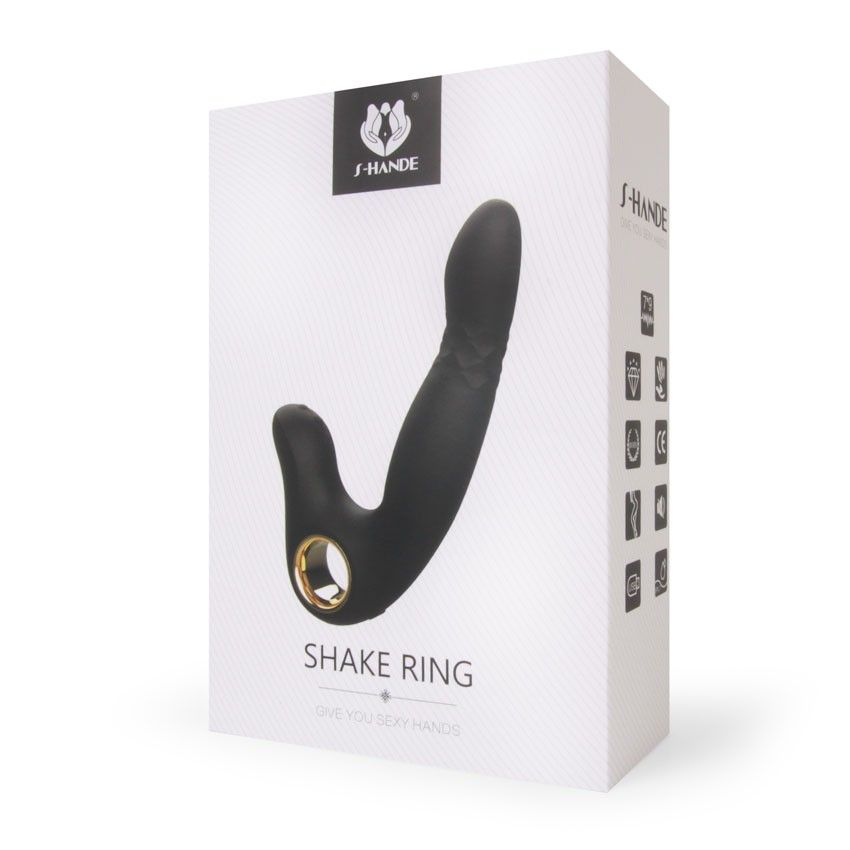 Купить черный вибромассажер shake ring - 16,8 см. Image