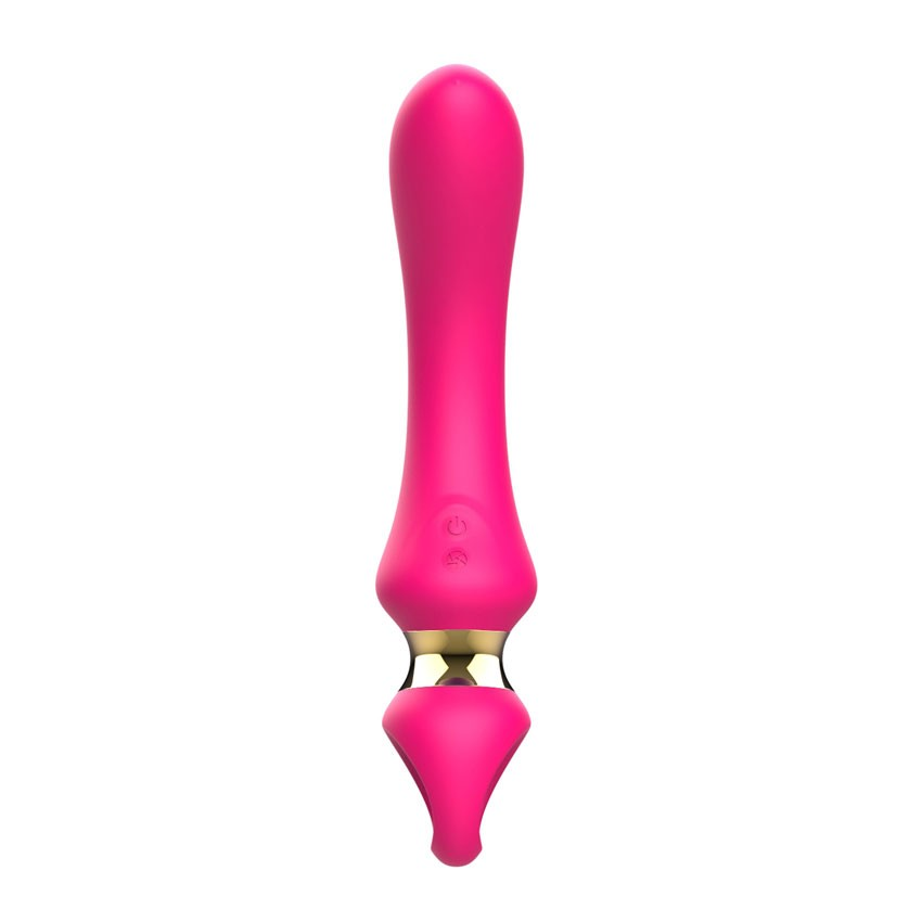 Купить розовый изогнутый вибромассажер moon vibrator - 21,1 см. Image