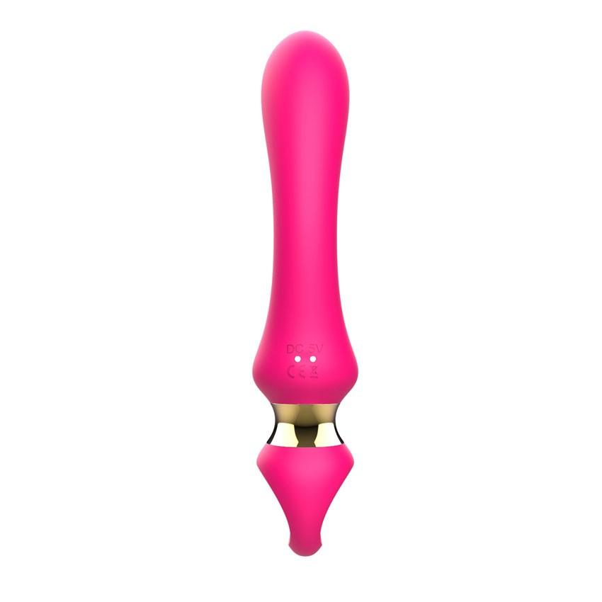 Купить розовый изогнутый вибромассажер moon vibrator - 21,1 см. Image