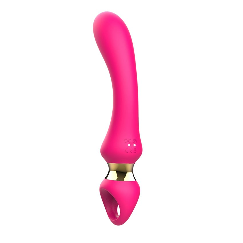 Купить розовый изогнутый вибромассажер moon vibrator - 21,1 см. Image