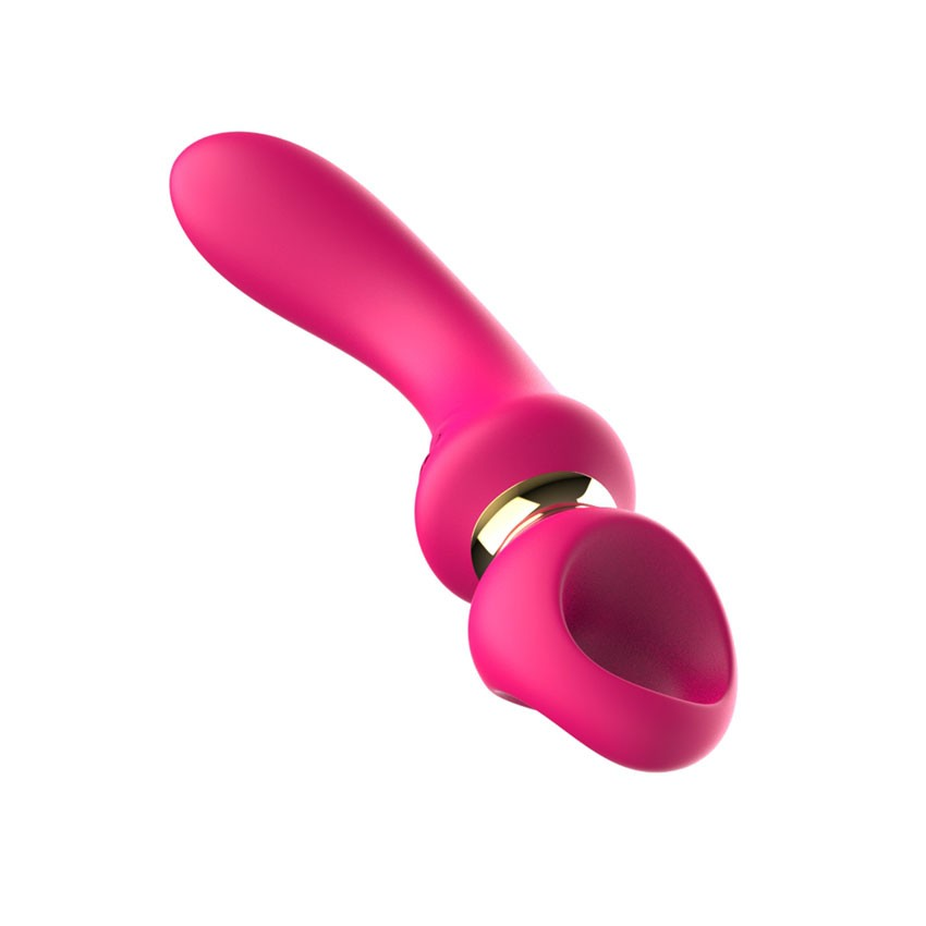 Купить розовый изогнутый вибромассажер moon vibrator - 21,1 см. Image