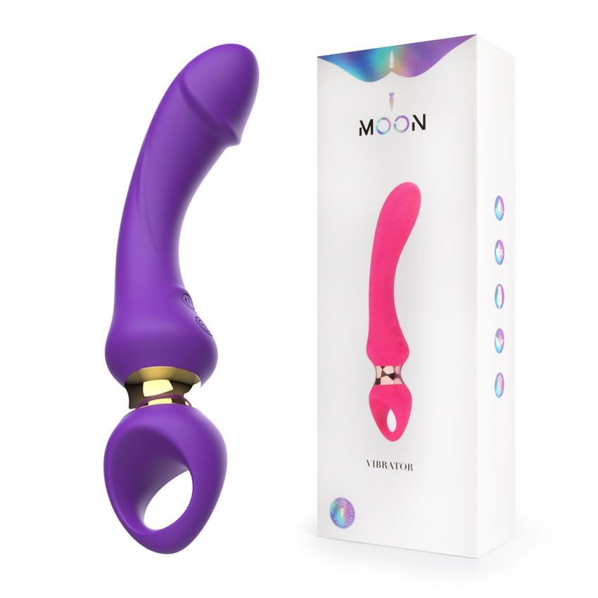 Купить фиолетовый изогнутый вибромассажер moon vibrator - 21,1 см. Image