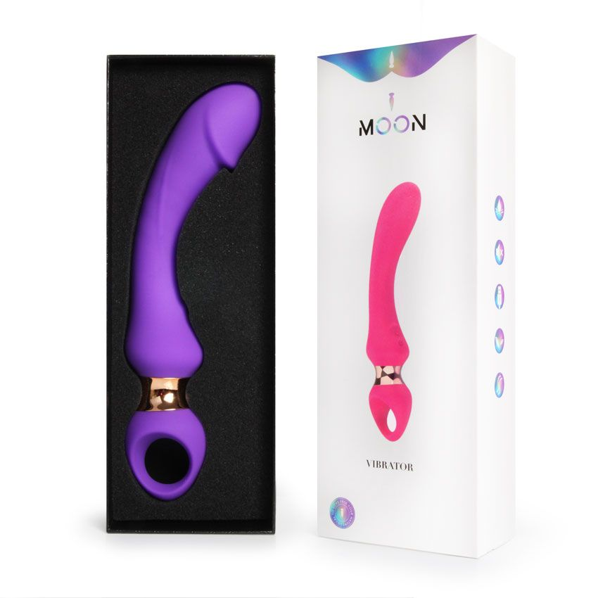 Купить фиолетовый изогнутый вибромассажер moon vibrator - 21,1 см. Image