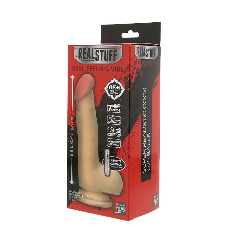 Купить реалистичный вибромассажёр на присоске realstuff 6.5inch vibrator - 16,5 см. Image