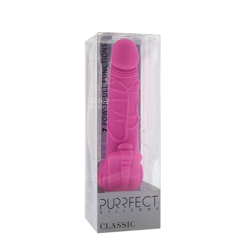 Купить розовый вибратор с лепестками у основания purrfect silicone classic 7inch pink - 18 см. Image