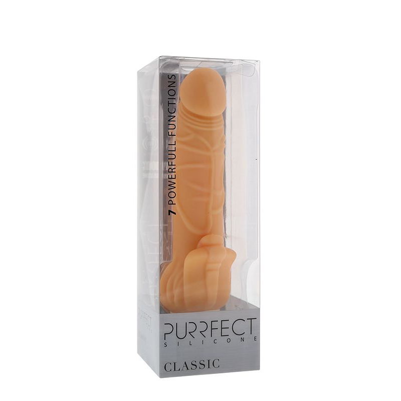 Купить телесный вибратор с лепестками в основании purrfect silicone classic 7inch flesh - 18 см. Image