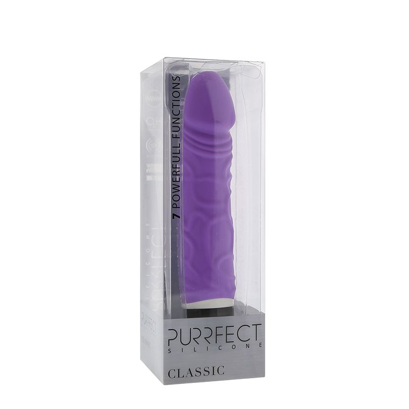 Купить фиолетовый вибратор-реалистик purrfect silicone classic 6.5inch - 16,5 см. Image